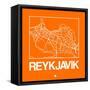 Orange Map of Reykjavik-NaxArt-Framed Stretched Canvas