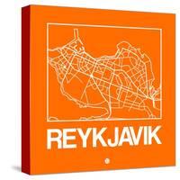 Orange Map of Reykjavik-NaxArt-Stretched Canvas