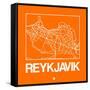 Orange Map of Reykjavik-NaxArt-Framed Stretched Canvas