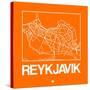 Orange Map of Reykjavik-NaxArt-Stretched Canvas