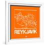 Orange Map of Reykjavik-NaxArt-Framed Art Print