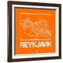 Orange Map of Reykjavik-NaxArt-Framed Art Print