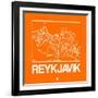 Orange Map of Reykjavik-NaxArt-Framed Art Print