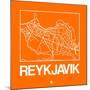 Orange Map of Reykjavik-NaxArt-Mounted Art Print