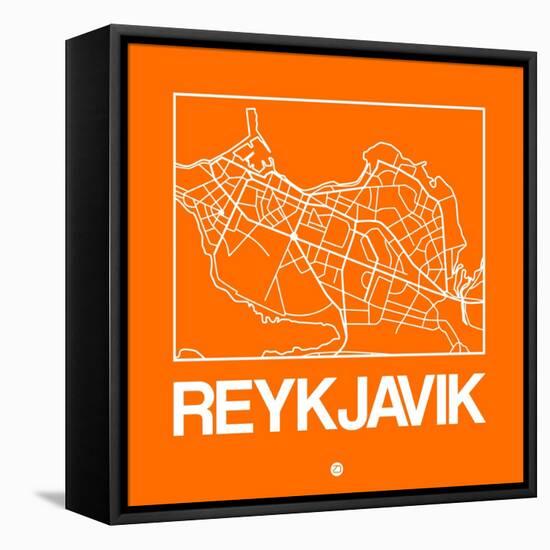 Orange Map of Reykjavik-NaxArt-Framed Stretched Canvas