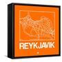 Orange Map of Reykjavik-NaxArt-Framed Stretched Canvas