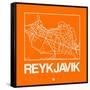 Orange Map of Reykjavik-NaxArt-Framed Stretched Canvas