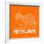 Orange Map of Reykjavik-NaxArt-Framed Art Print