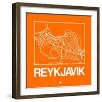 Orange Map of Reykjavik-NaxArt-Framed Art Print