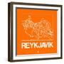 Orange Map of Reykjavik-NaxArt-Framed Art Print