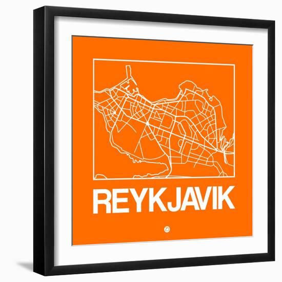 Orange Map of Reykjavik-NaxArt-Framed Art Print