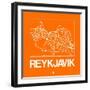 Orange Map of Reykjavik-NaxArt-Framed Art Print