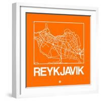 Orange Map of Reykjavik-NaxArt-Framed Art Print