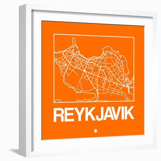 Orange Map of Reykjavik-NaxArt-Framed Art Print