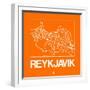 Orange Map of Reykjavik-NaxArt-Framed Art Print