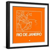 Orange Map of Rio De Janeiro-NaxArt-Framed Art Print