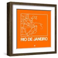 Orange Map of Rio De Janeiro-NaxArt-Framed Art Print