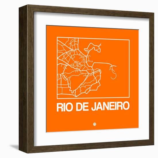 Orange Map of Rio De Janeiro-NaxArt-Framed Art Print