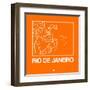 Orange Map of Rio De Janeiro-NaxArt-Framed Art Print