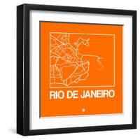 Orange Map of Rio De Janeiro-NaxArt-Framed Art Print