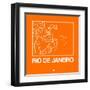 Orange Map of Rio De Janeiro-NaxArt-Framed Art Print