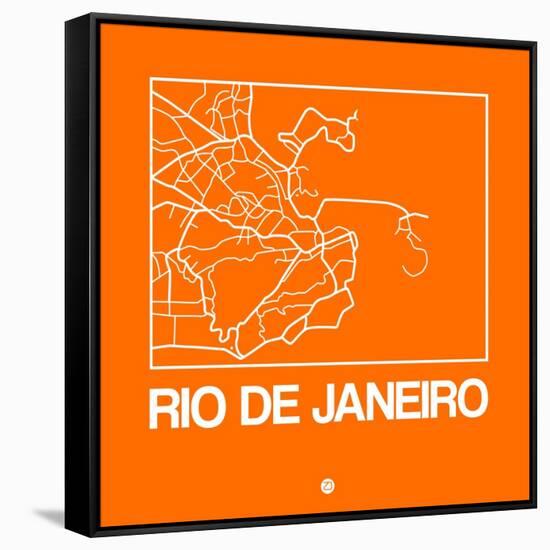 Orange Map of Rio De Janeiro-NaxArt-Framed Stretched Canvas