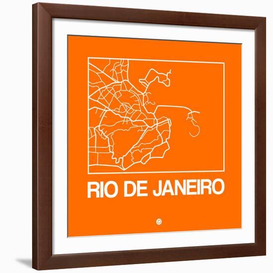 Orange Map of Rio De Janeiro-NaxArt-Framed Art Print