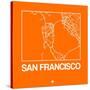 Orange Map of San Francisco-NaxArt-Stretched Canvas