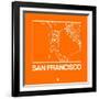 Orange Map of San Francisco-NaxArt-Framed Art Print