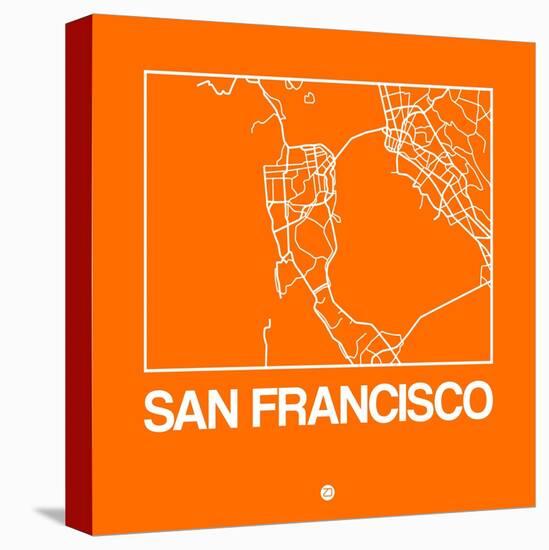 Orange Map of San Francisco-NaxArt-Stretched Canvas