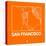 Orange Map of San Francisco-NaxArt-Stretched Canvas