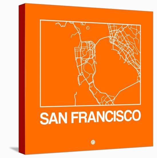 Orange Map of San Francisco-NaxArt-Stretched Canvas