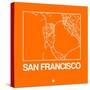 Orange Map of San Francisco-NaxArt-Stretched Canvas