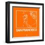 Orange Map of San Francisco-NaxArt-Framed Art Print