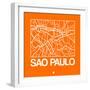 Orange Map of Sao Paulo-NaxArt-Framed Premium Giclee Print