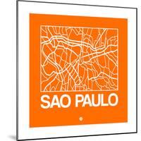 Orange Map of Sao Paulo-NaxArt-Mounted Premium Giclee Print