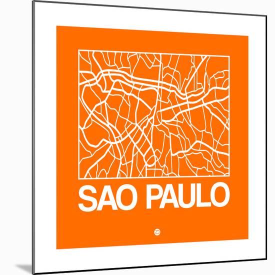 Orange Map of Sao Paulo-NaxArt-Mounted Premium Giclee Print