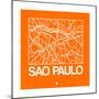 Orange Map of Sao Paulo-NaxArt-Mounted Premium Giclee Print