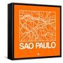 Orange Map of Sao Paulo-NaxArt-Framed Stretched Canvas