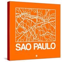 Orange Map of Sao Paulo-NaxArt-Stretched Canvas