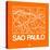 Orange Map of Sao Paulo-NaxArt-Stretched Canvas
