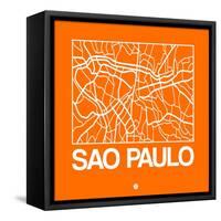 Orange Map of Sao Paulo-NaxArt-Framed Stretched Canvas