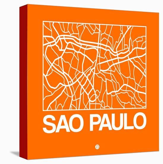 Orange Map of Sao Paulo-NaxArt-Stretched Canvas