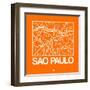 Orange Map of Sao Paulo-NaxArt-Framed Art Print