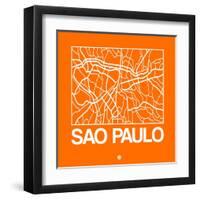 Orange Map of Sao Paulo-NaxArt-Framed Art Print