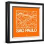 Orange Map of Sao Paulo-NaxArt-Framed Art Print