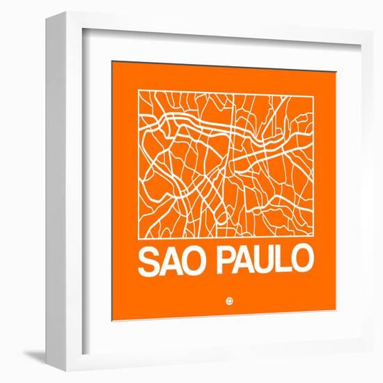 Orange Map of Sao Paulo-NaxArt-Framed Art Print