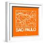 Orange Map of Sao Paulo-NaxArt-Framed Art Print