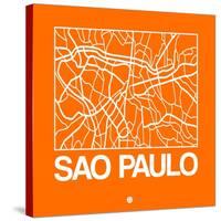 Orange Map of Sao Paulo-NaxArt-Stretched Canvas