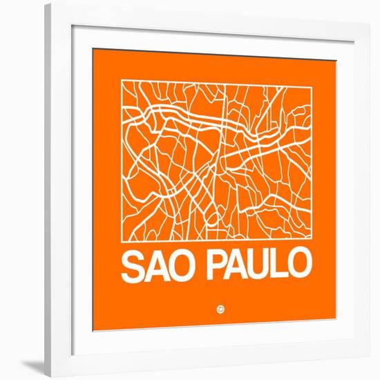 Orange Map of Sao Paulo-NaxArt-Framed Art Print